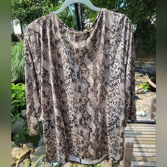 Dana Buchman Brown Snake Print Blouse - Picture 9 of 11